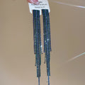 Copper Geometric Square Rhinestone Tassel Drop Earrings With Silver Pins For Women view 2