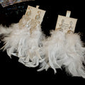 Silver Pin Rhinestone Feather Tassel Drop Earrings Geometric Line Statement Jewelry view 4