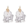 Silver Pin Rhinestone Feather Tassel Drop Earrings Geometric Line Statement Jewelry view 5