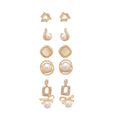 Light Luxury Geometric Faux Pearl Cat Eye Rhinestone Stud Earrings Jewelry Set view 5