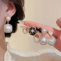 Light Luxury Geometric Faux Pearl Cat Eye Rhinestone Stud Earrings Jewelry Set view 4
