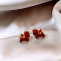Alloy Silver Needle Enamel Horse Stud Earrings New Chinese Retro Light Luxury Animal Jewelry view 3