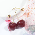Cherry Look Ball and Gold Stem Drop Earrings in Five Styles view 3