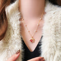 New Chinese Retro Gold Plated Heart Faux Pearl Zircon Money Bag Necklace For Women view 4