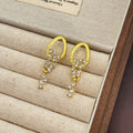 Elegant Gold Alloy Round Hoop Rhinestone Tassel Drop Earrings For Women Luxury Fashion Statement Earrings view 2