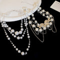 French Butterfly Double Layer Faux Pearl Sweater Necklace Vintage Elegant Light Luxury Collarbone Chain view 2