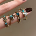 Copper Rhinestone Heart Cross Open Ring Vintage Light Luxury Fashion Index Finger Jewelry view 2