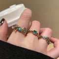 Copper Rhinestone Heart Cross Open Ring Vintage Light Luxury Fashion Index Finger Jewelry view 3