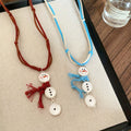 Light Luxury Velvet Cord Snowman Tassel Sweater Necklace With Round Geometric Charm view 2