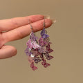 Korean Style Hollow Butterfly Tassel Iron Drop Earrings Elegant Light Luxury Ear Hook Jewelry view 3