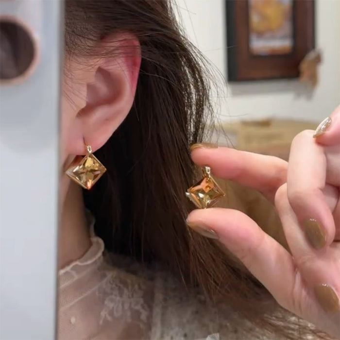 Vintage Alloy Rhinestone Double Sided Diamond Geometric Ear Cuff Earrings For Women