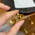 Vintage Alloy Rhinestone Double Sided Diamond Geometric Ear Cuff Earrings For Women view 2