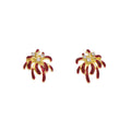Elegant Red Enamel Fireworks Flower Studs With Gold Alloy Petals And Sparkling Rhinestone Accents Earrings view 5