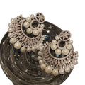 Gold Plated Silver Post Zircon Round Faux Pearl Stud Earrings French Vintage Palace Style view 5