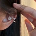 Sparkling Zircon Round Double Layer Copper Clip-on Earrings No Piercing Geometric Ear Cuffs view 3