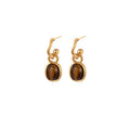 Gold Plated Oval Tiger Eye Stone Stud Earrings With Silver Posts, Maillard Style Women's Jewelry view 5