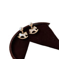 Gold Plated Silver Needle Zircon Horse Faux Pearl Stud Earrings Light Luxury Zodiac Jewelry view 5