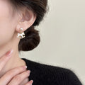 Gold Plated Silver Needle Zircon Horse Faux Pearl Stud Earrings Light Luxury Zodiac Jewelry view 4