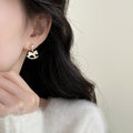 Gold Plated Silver Needle Zircon Horse Faux Pearl Stud Earrings Light Luxury Zodiac Jewelry view 2