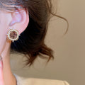 Copper Zircon Flower Stud Earrings Elegant Light Luxury Daily Fashion Jewelry view 3