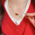 Light Luxury Copper Zircon Horse Jewelry Set With Red Earrings Necklace And Bracelet view 2