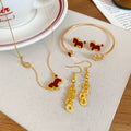 Light Luxury Copper Zircon Horse Jewelry Set With Red Earrings Necklace And Bracelet view 3