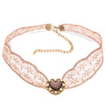 French Vintage Lace Resin Heart Pendant Necklace For Women Light Luxury Clavicle Chain view 5