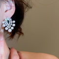 French Vintage Teardrop Faux Pearl Zircon Stud Earrings Chic Palace Style Daily Wear Jewelry view 3