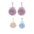 Elegant Bow Plush Pom Pom Drop Earrings With Silver Pins For Women view 5