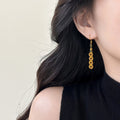 New Chinese Style Copper Round Coin Tassel Drop Earrings Retro Geometric Light Luxury Ear Hooks view 3