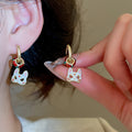 Light Luxury New Chinese Copper Coin Stud Earrings With Zircon Enamel Round Geometric Design view 4