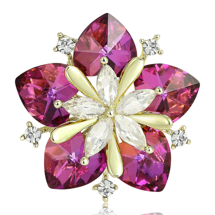 Alloy Crystal Glass Sunflower Brooch Pin For Premium Apparel Accessories