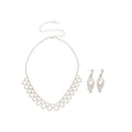 Light Luxury Copper Rhinestone Bow Necklace And Stud Earrings Jewelry Set For Women view 5