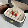 Elegant Vintage Red Enamel Water Drop Alloy Stud Earrings For Women Light Luxury Fashion Statement Earrings view 4