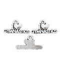 Antique Silver Zinc Alloy Double Word Tag Charm Pendant for DIY Necklace Bracelet Jewelry Making view 2