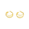 Elegant Gold Alloy Geometric Triple Hoop Statement Earrings For Women Fashion Minimalist Metal Earrings view 5