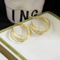 Elegant Gold Alloy Geometric Triple Hoop Statement Earrings For Women Fashion Minimalist Metal Earrings view 3