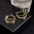 Elegant Gold Alloy Geometric Triple Hoop Statement Earrings For Women Fashion Minimalist Metal Earrings view 2