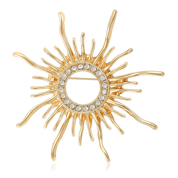 Hollow Alloy Sun Brooch Pin For Womens Sweaters And Suits