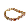 French Vintage Copper Oval Zircon Clasp Bangle Elegant Court Style Geometric Jewelry For Women view 5