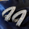 Chic Triangle Hollow Stud Earrings With Sparkling Micro Pave Elegant Fashion Jewelry For Women view 2