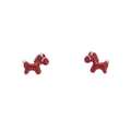 Vintage Light Luxury Enamel Little Horse Studs Cute Red Black Pony Zodiac Cartoon Women Earrings view 5