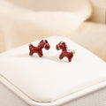 Vintage Light Luxury Enamel Little Horse Studs Cute Red Black Pony Zodiac Cartoon Women Earrings view 3