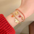 New Chinese Vintage Copper Red Rope Bracelet With Zircon Horse Pendant For Women view 4