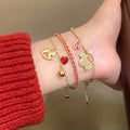 New Chinese Vintage Copper Red Rope Bracelet With Zircon Horse Pendant For Women view 1
