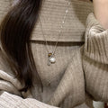 Faux Pearl Tiger Eye Stone Round Pendant Necklace Casual Minimalist Geometric Clavicle Chain view 3