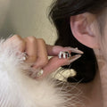 Zircon Enamel Letter M Copper Clip-on Earrings No Piercing Minimalist Fashion Ear Cuffs view 2