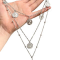 Old Money Alloy Round Portrait Pendant Sweater Necklace Light Luxury Geometric Clavicle Chain view 5