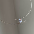Minimalist Copper Zircon Oval Choker Necklace For Women, Light Luxury Geometric Collarbone Style view 4