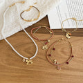 New Chinese Style Faux Pearl Zircon Horse Necklace Bracelet Jewelry Set view 2